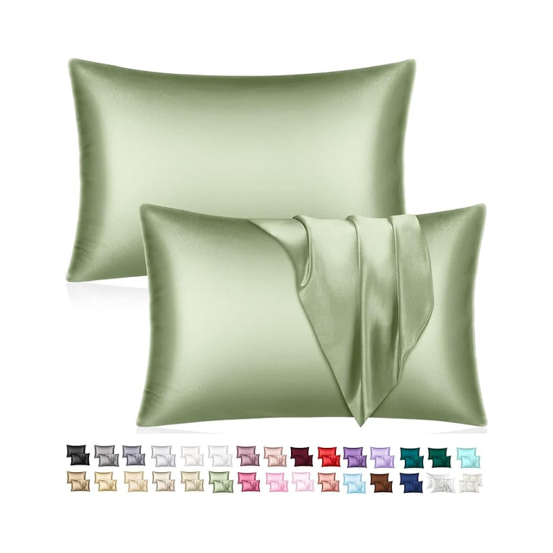 Deux Taies d’Oreiller En Satin De Soie + Cadeau