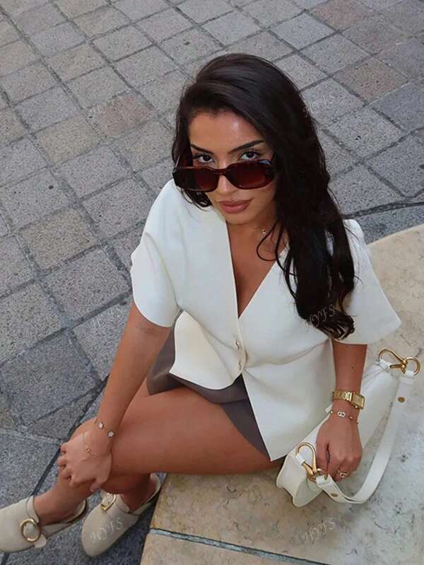 Top fluide femme élégant col V