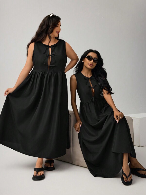 🖤 Robe Longue Noire Sans Manches – Élégante et Polyvalente pour Toutes les Tailles
