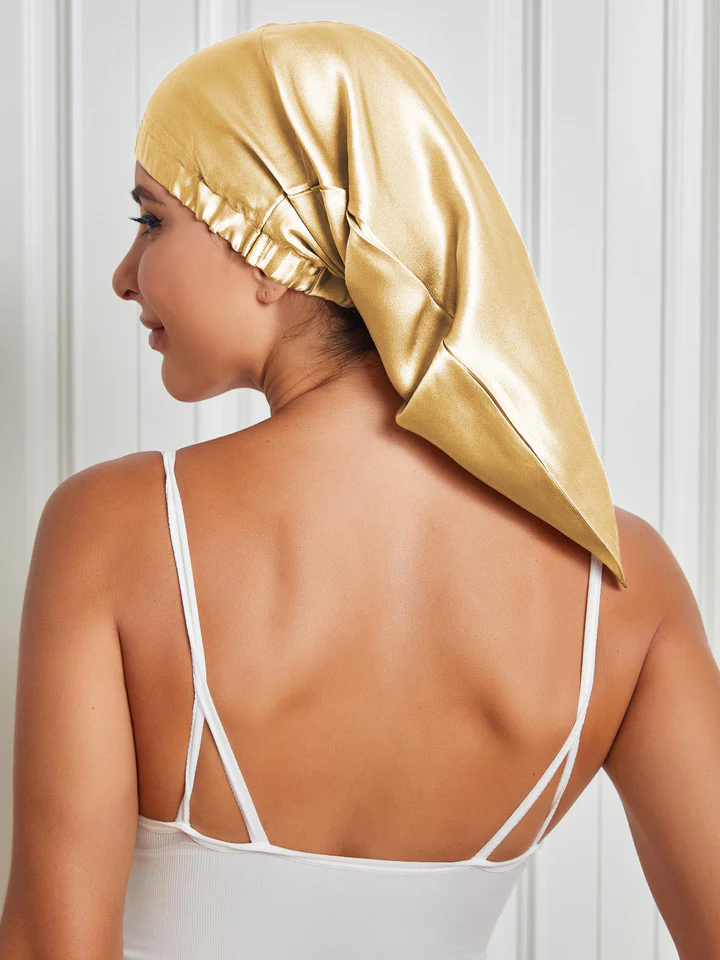 Bonnet de Nuit Long Élégant en  Satin de Soie