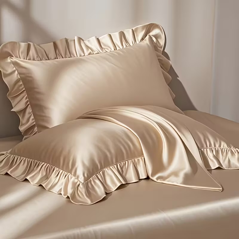 Deux Taies d’Oreiller décoratives en Satin de Soie + Cadeau exclusif 🎁