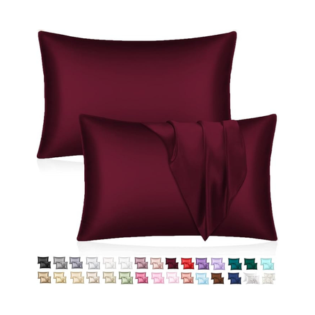 Deux Taies d’Oreiller En Satin De Soie + Cadeau