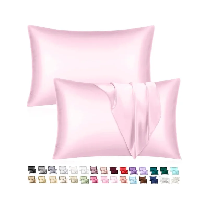 Deux Taies d’Oreiller En Satin De Soie + Cadeau