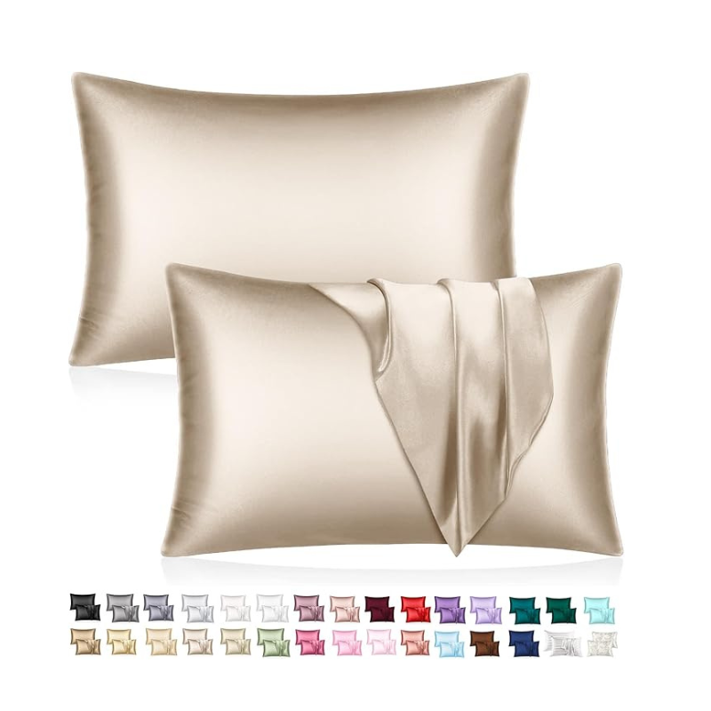 Deux Taies d’Oreiller En Satin De Soie + Cadeau