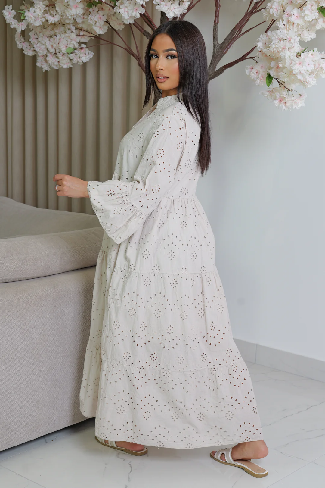 🌿 Robe Ajourée Doublée – Style Bohème Chic 100% Coton