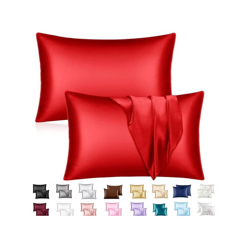 Deux Taies d’Oreiller En Satin De Soie + Cadeau