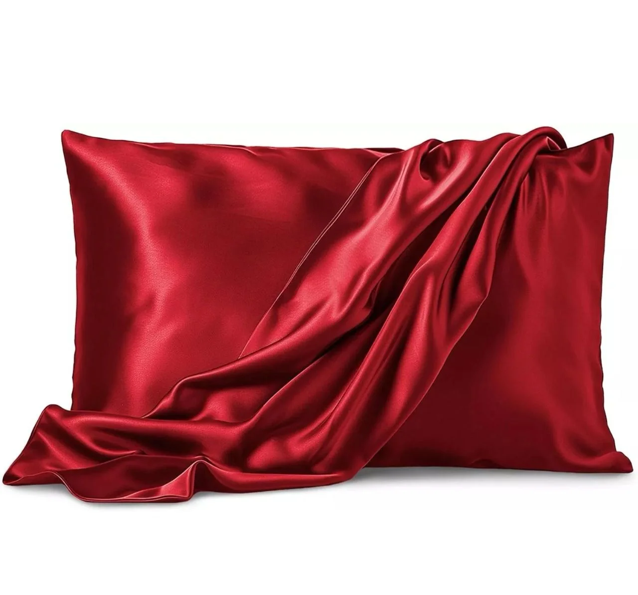 Deux Taies d’Oreiller En Satin De Soie Rouge + Cadeau