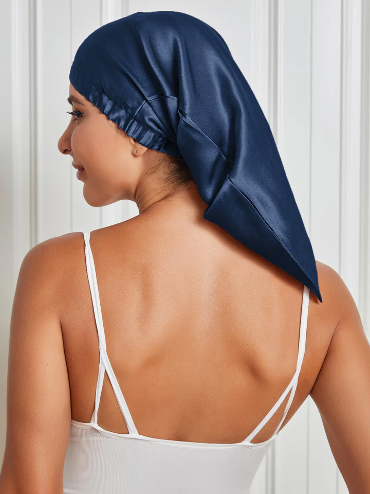 Bonnet de Nuit Long Élégant en  Satin de Soie