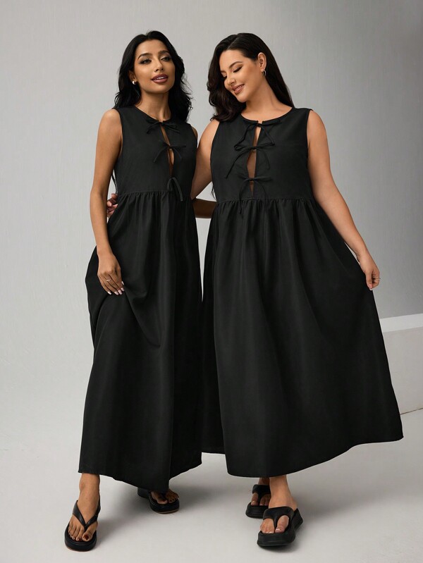 🖤 Robe Longue Noire Sans Manches – Élégante et Polyvalente pour Toutes les Tailles
