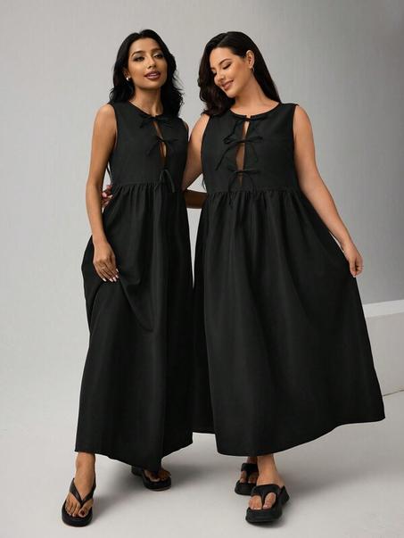 🖤 Robe Longue Noire Sans Manches – Élégante et Polyvalente pour Toutes les Tailles