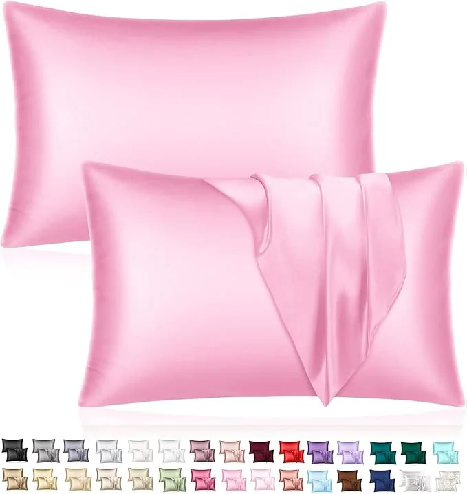 Deux Taies d’Oreiller En Satin De Soie + Cadeau