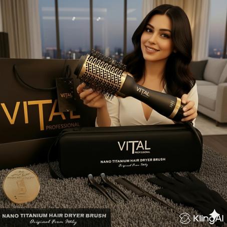 فرشاة حرارية VITAL PROFESSIONAL الإيطالية 2200 واط | جهاز تصفيف الشعر ONE-STEP PRO BLOWOUT STYLER
