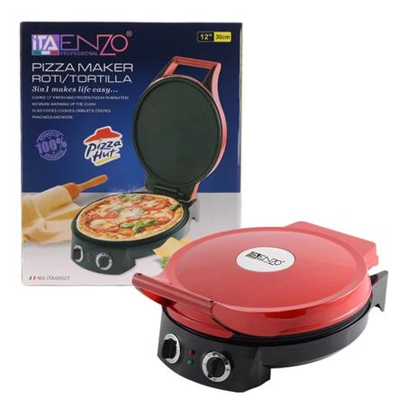 محضرة البيتزا والتورتيلا ENZO الإيطالية 1800 واط – جهاز متعدد الوظائف مع ألواح غير لاصقة للتحضير السريع واللذيذ