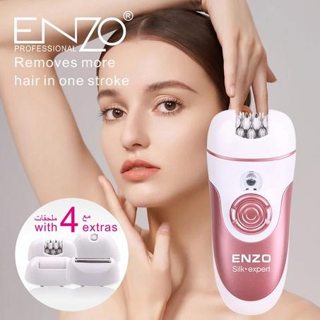 جهاز إزالة الشعر ENZO 4x1 الإيطالي – 4 رؤوس متعددة الاستخدامات مع حقيبة حافظة وليفة