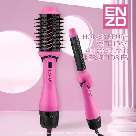 مشط شعر كهربائي مع فرشاة حرارية 2 في 1 ENZO | تسخين PTC + هواء ساخن وبارد