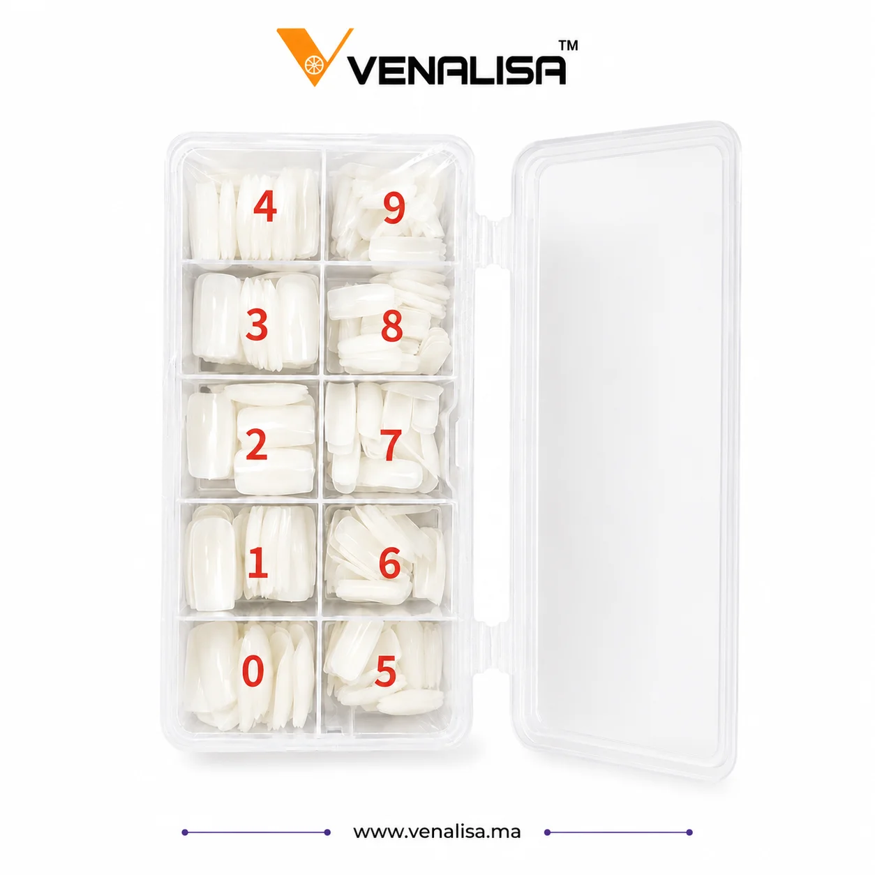 Capsules Faux Ongles Venalisa 500 Pièces – Forme Carrée Courte Naturelle