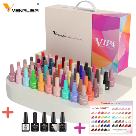 Pack Venalisa VIP4 - 60 Vernis Permanent sans HEMA + Top coat + Base coat + Primer + Top Matt + Catalogue