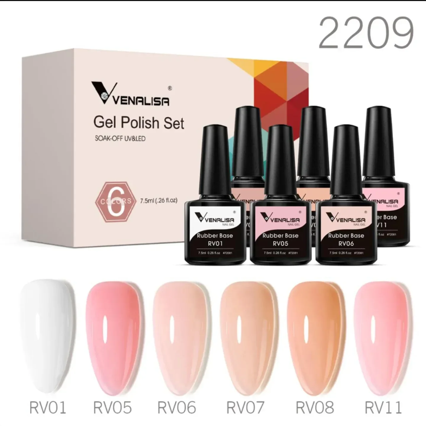 Pack Rubber Base Coat Venalisa - 6 Pièces