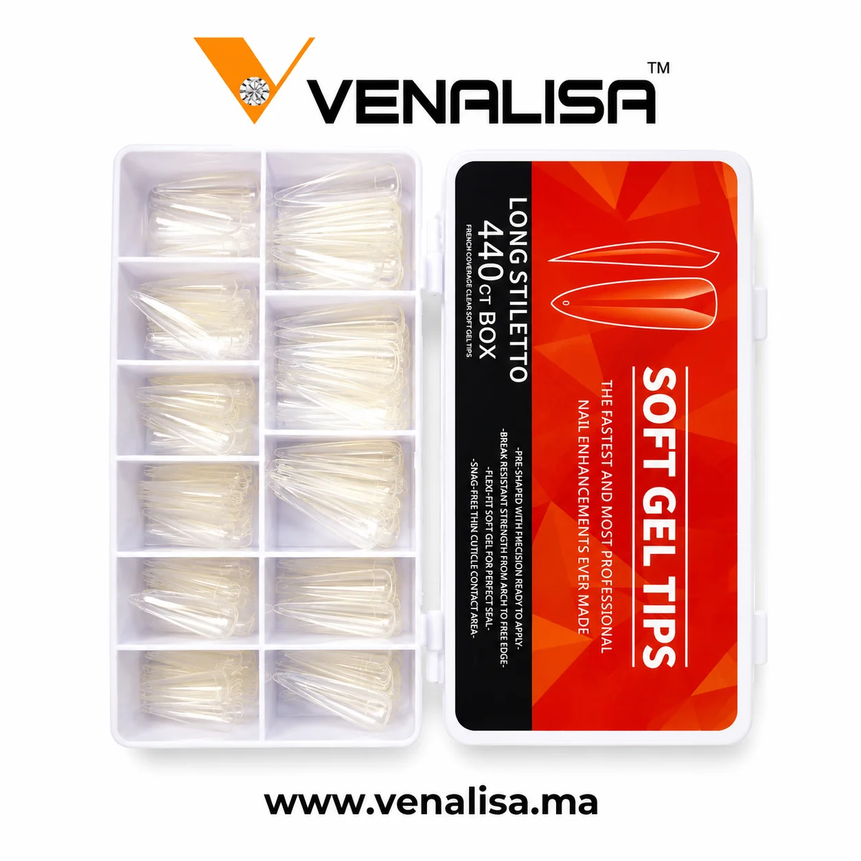Capsules Soft Gel Long Stiletto 440 pièces