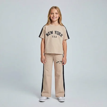 أونصومبل فتيات "New York" عصري - قطعتين (T-shirt & Pantalon)