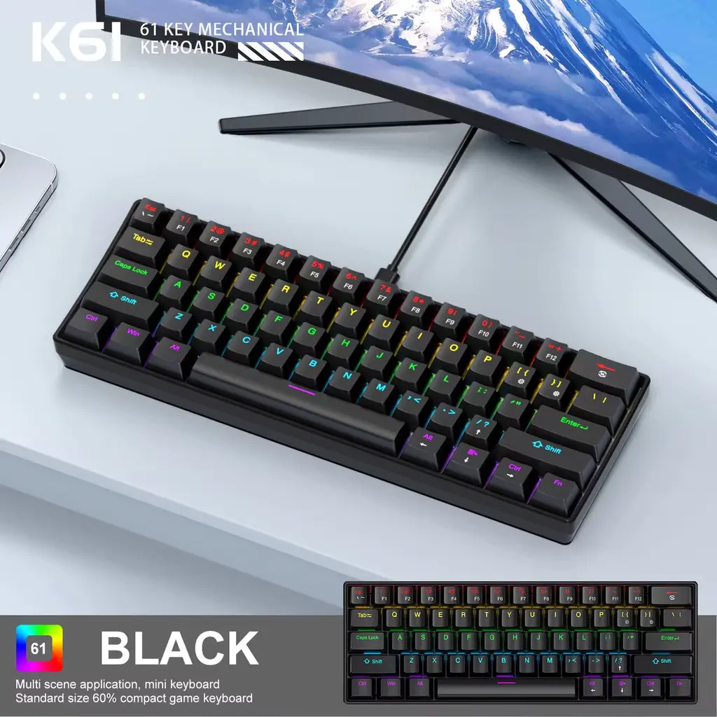 🎮 K61 Mechanical Keyboard – القوة والأناقة في حجم صغير