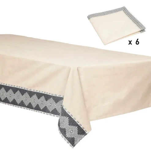 Nappe en coton avec 6 serviettes 
