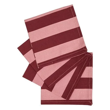 Set de 4 Serviettes de Table Coton CHÉRIE – Rouge Carmin
