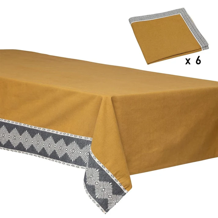 Nappe en coton avec 6 serviettes 