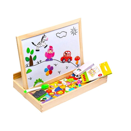 Tableau d'écriture de dessin , puzzle magnétique, double chevalet, jouet en bois pour enfant