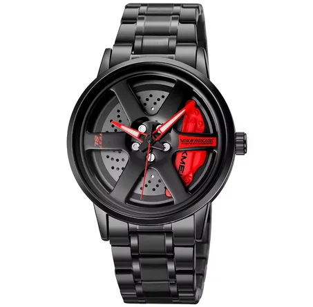 Une montre unique au design de jante sportive avec cadran rotatif 3D