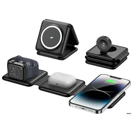 Chargeur 3 en 1 - Apple - Pliable - MagSafe - Recharge rapide - Noir