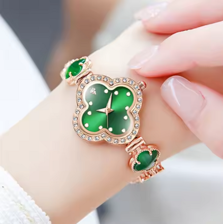 Fashion Elegant Ladies Watch Quartz Green Diamond