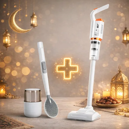 لمامة ومكنسة لاسلكية+فرشاة وعاء تنظيف الأحواض