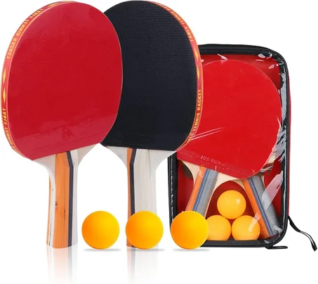 LOT 2 RAQUETTES DE TENNIS DE TABLE PING PONG + 3 BALLES