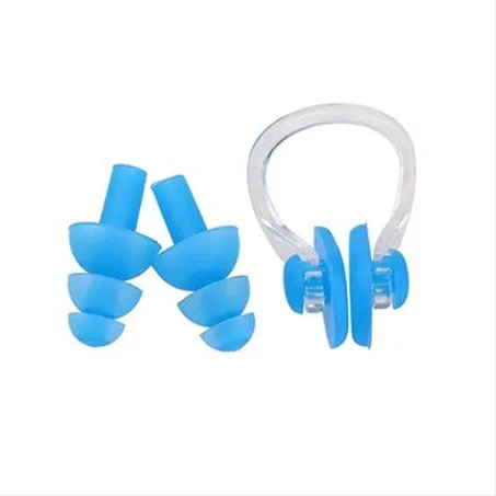 BOUCHONS D'OREILLES ET PINCE-NEZ EN SILICONE SOUPLE PISCINE