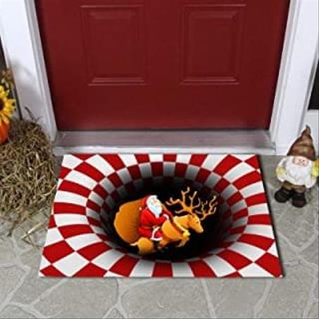 TRN07, Tapis rectangle d'illusion tourbillon pour Noël ! 1 acheté + 1 offert