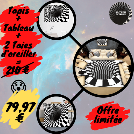 -70 %, L'illusion vortex tourbillon tapis+tableau+2 taies d'oreiller