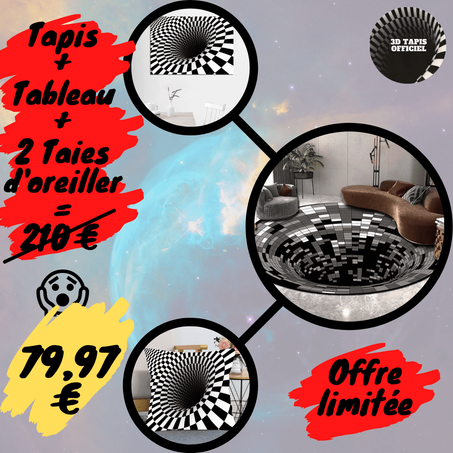 -70% de réduction,Tapis+tableau+2 taies d'oreiller en vortex illusion