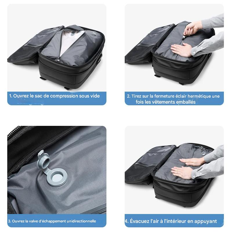 Sac à dos unisexe 17 pouces à compression sous vide grande capacité (sans pompe)