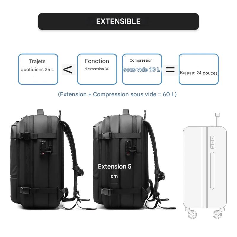 Sac à dos unisexe 17 pouces à compression sous vide grande capacité (sans pompe)