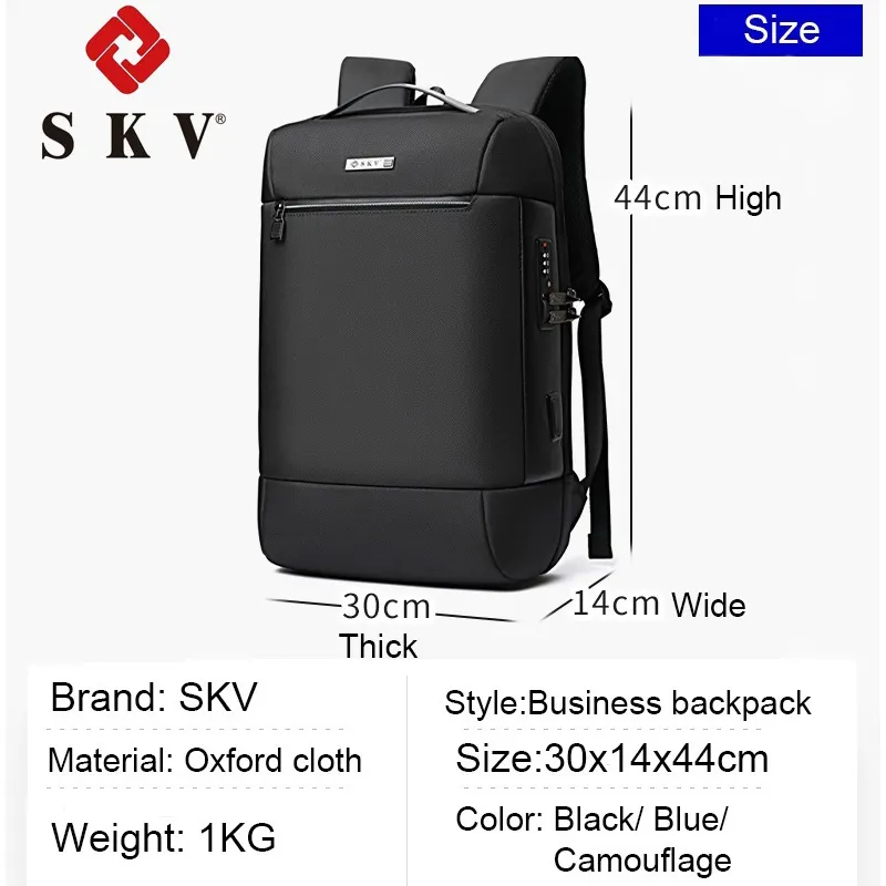 Sac à dos multifonctionnel en tissu Oxford imperméable avancé antivol avec verrouillage par mot de passe boîte de tige de prise arrière sac à dos avec chargement USB
