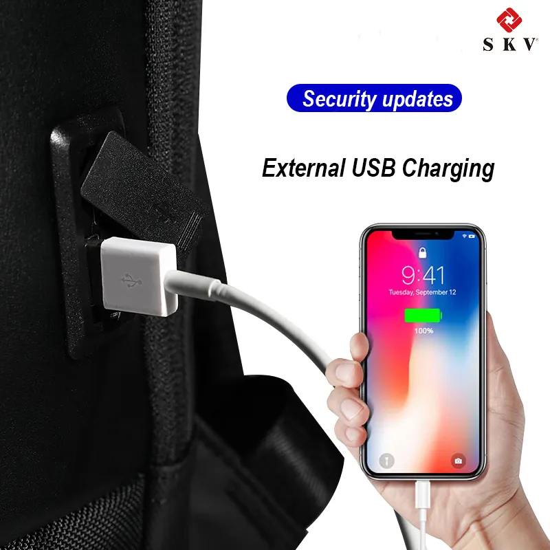 Sac à dos multifonctionnel en tissu Oxford imperméable avancé antivol avec verrouillage par mot de passe boîte de tige de prise arrière sac à dos avec chargement USB
