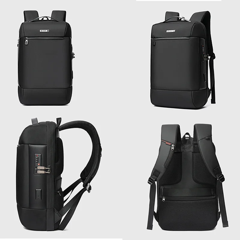 Sac à dos multifonctionnel en tissu Oxford imperméable avancé antivol avec verrouillage par mot de passe boîte de tige de prise arrière sac à dos avec chargement USB