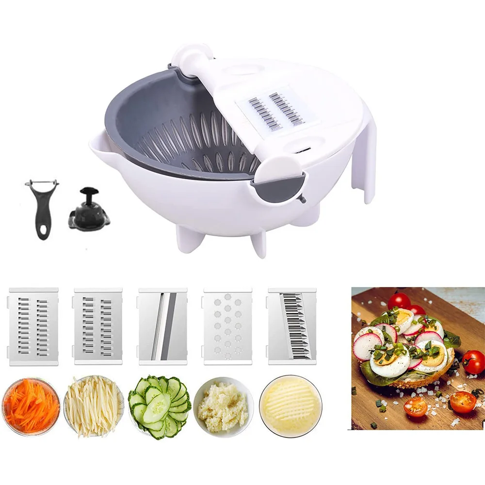 9 in 1 Multifunction Magic Rotate Vegetable Cutter - القطاعة الحديثة 9 في 1
