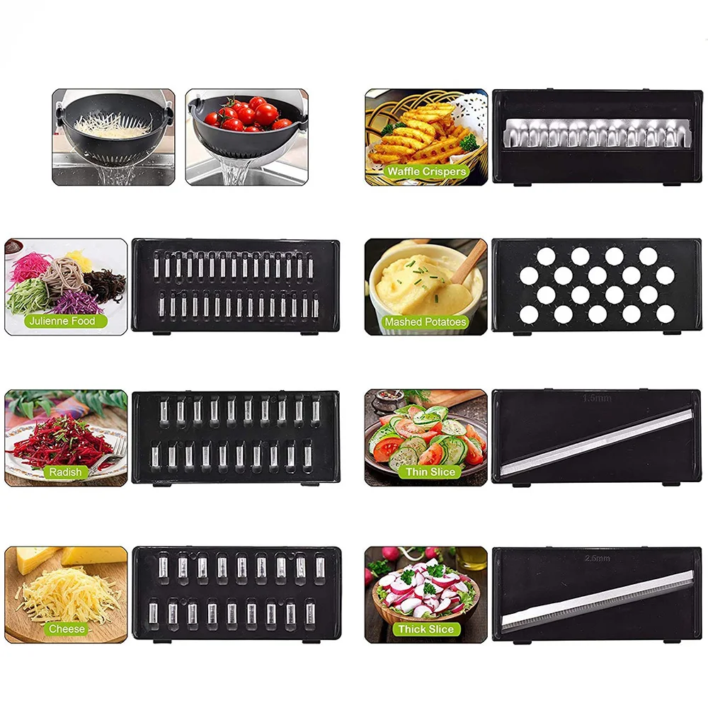 9 in 1 Multifunction Magic Rotate Vegetable Cutter - القطاعة الحديثة 9 في 1