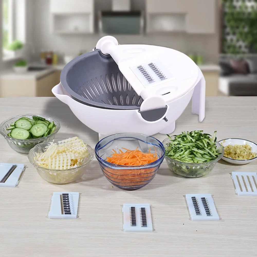 9 in 1 Multifunction Magic Rotate Vegetable Cutter - القطاعة الحديثة 9 في 1