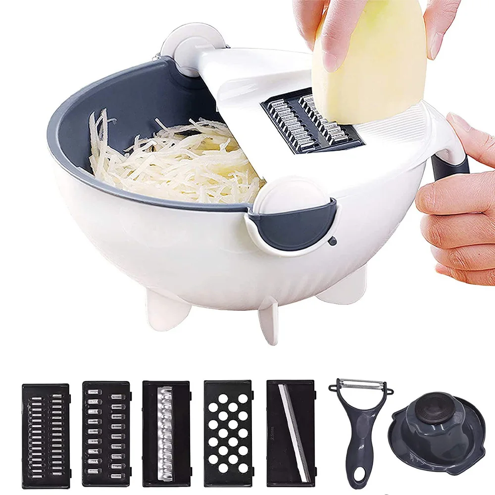 9 in 1 Multifunction Magic Rotate Vegetable Cutter - القطاعة الحديثة 9 في 1