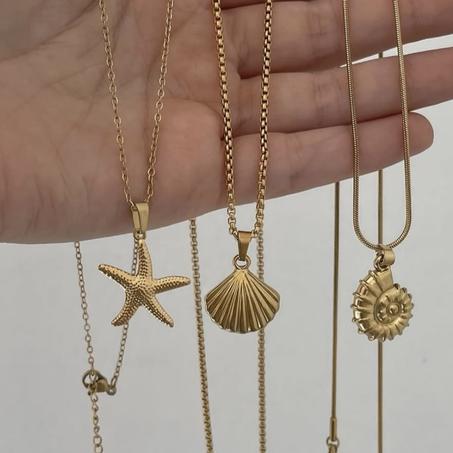 Golden Ocean Layered Necklace – Set of 3 ✨