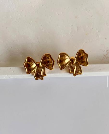 Golden Bow Stud Earrings – Stainless Steel