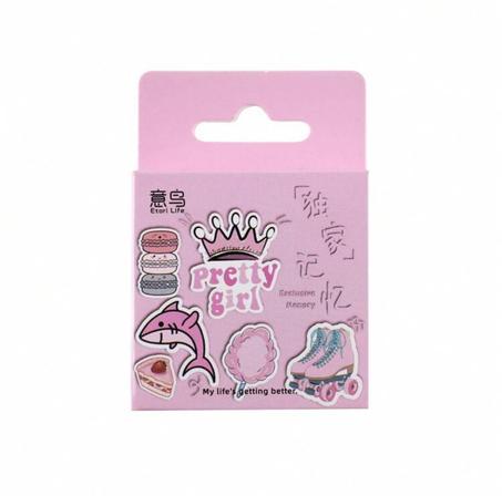 pink mini stickers box (46 pcs)